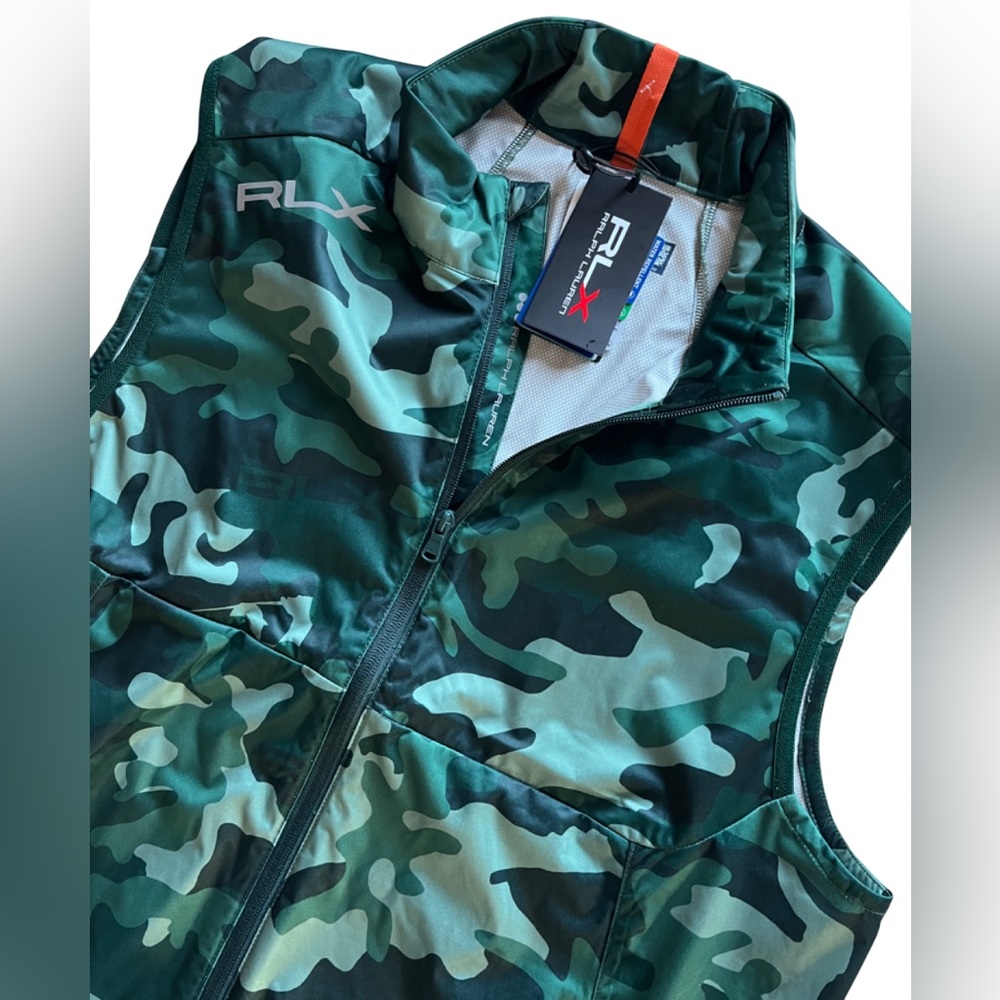 RLX Ralph Lauren Golf Vest Green Camo Windbreaker Water Repellant Men’s Large